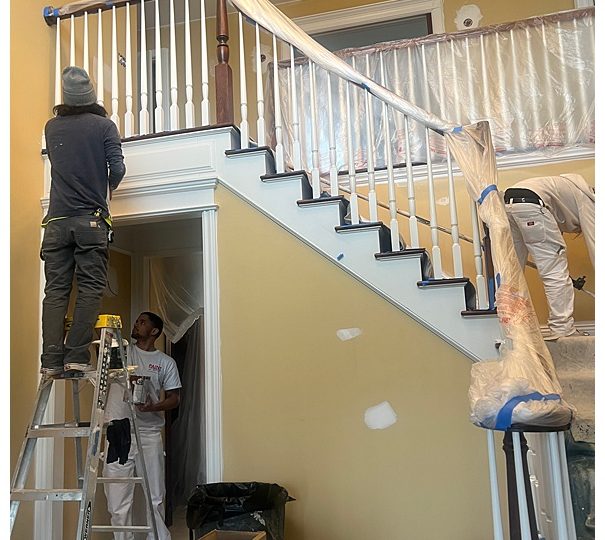 stairwell and foyer prepped and painted by Paint of WNY crew